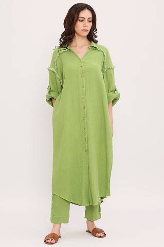 Green cotton kurta