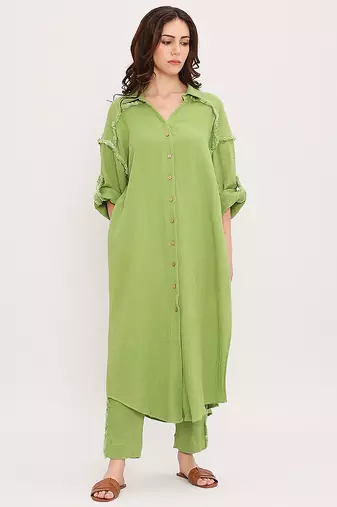 Green cotton kurta