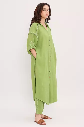 Green cotton kurta