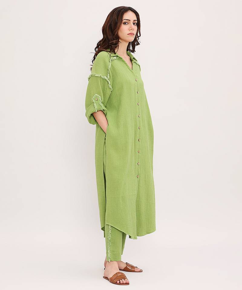 Green cotton kurta
