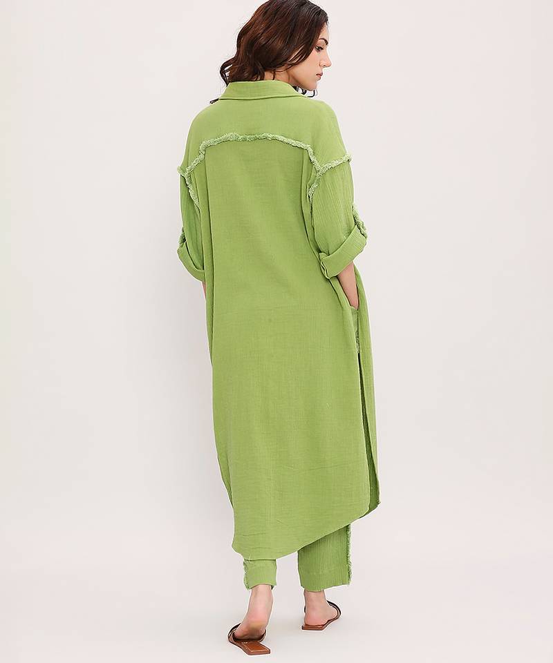 Green cotton kurta