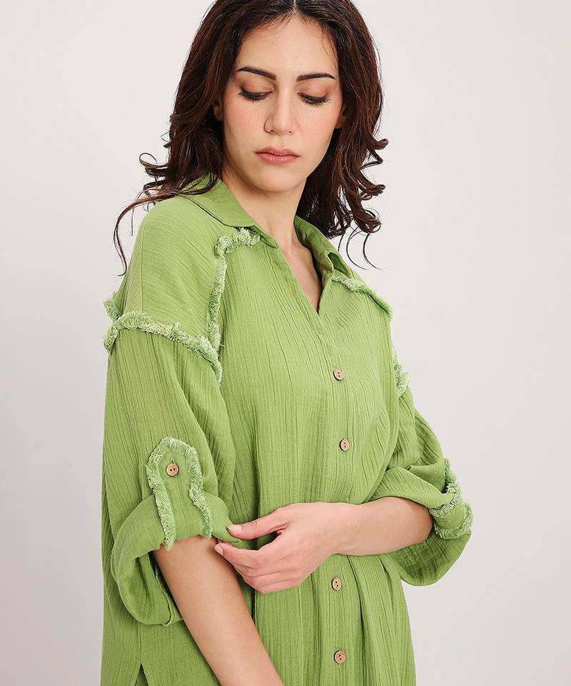 Green cotton kurta