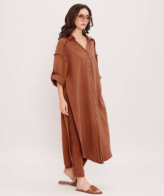 Brown cotton kurta 4