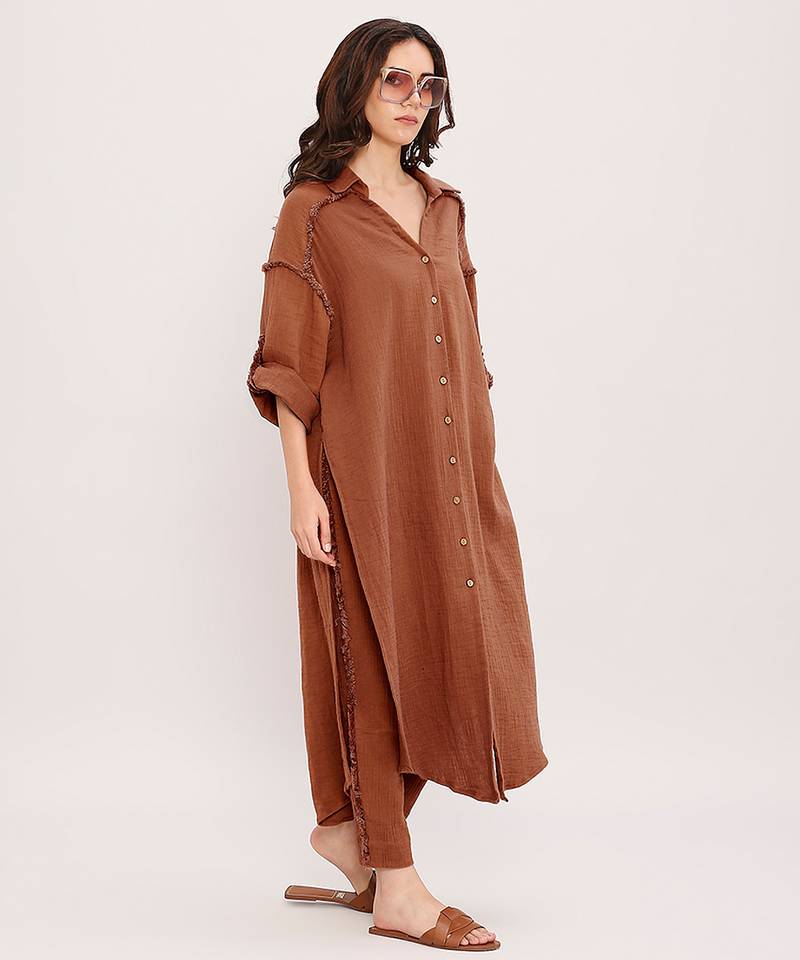 Brown cotton kurta