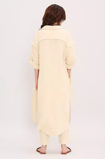 Cream cotton kurta set