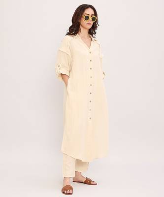 Cream cotton kurta set 4