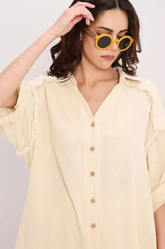 Cream cotton kurta set