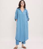 Blue cotton kurta set