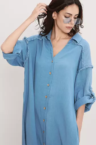 Blue cotton kurta set