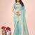 teal color orgenza zari woven saree with blouse