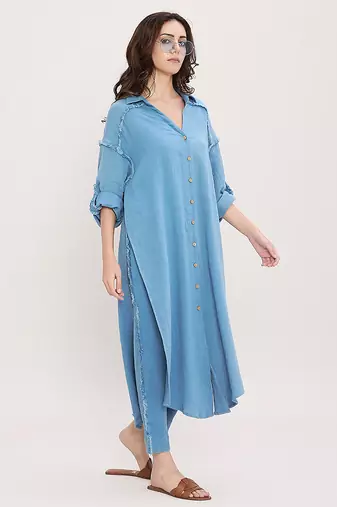 Blue cotton kurta set