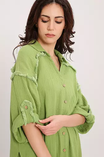 Green cotton kurta set