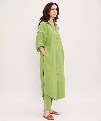 Green cotton kurta set 3