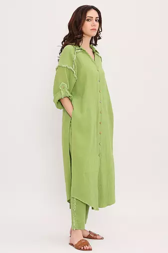 Green cotton kurta set