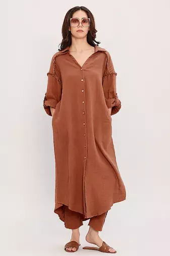 Brown cotton kurta set