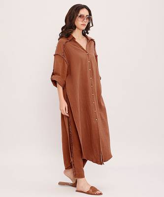 Brown cotton kurta set 3