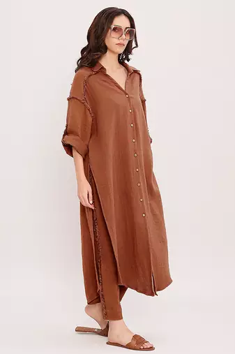 Brown cotton kurta set