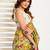 Yellow digital printed linen ready to wear designer saree with unstitched blouse