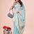 sky blue color orgenza zari woven saree with blouse