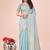 sky blue color orgenza zari woven saree with blouse