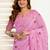 Baby pink digital printed linen ready to wear designer saree with unstitched blouse