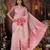 light pink color orgenza zari woven saree with blouse