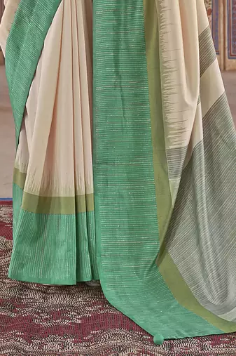 green poly viscose silk blend stripes kanjeevaram zari weaving saree