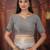 grey color orgenza zari woven saree with blouse