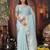 sky blue color orgenza zari woven saree with blouse