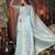 sky blue color orgenza zari woven saree with blouse