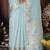 sky blue color orgenza zari woven saree with blouse