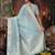 sky blue color orgenza zari woven saree with blouse