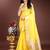 yellow color cotton plain zari border saree with blouse