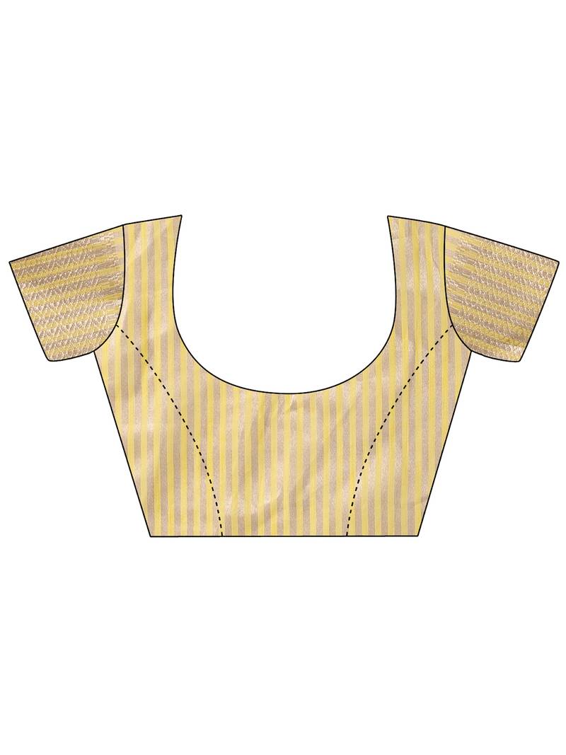 yellow color cotton plain zari border saree with blouse