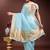 sky_blue color cotton plain zari border saree with blouse