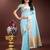 sky_blue color cotton plain zari border saree with blouse
