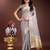 grey color cotton plain zari border saree with blouse