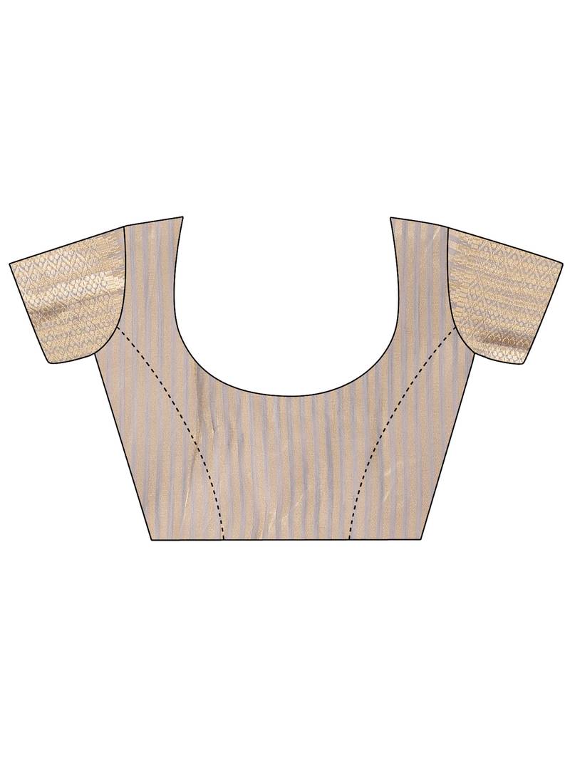 grey color cotton plain zari border saree with blouse