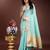 sea Blue color cotton plain zari border saree with blouse
