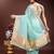 sea Blue color cotton plain zari border saree with blouse