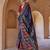  navy blue soft silk blend floral and paisley printed kashmiri jamewar saree