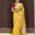 yellow color cotton plain zari border saree with blouse