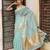 sky_blue color cotton plain zari border saree with blouse