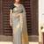 grey color cotton plain zari border saree with blouse