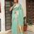 sea green color cotton plain zari border saree with blouse