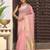 pink color cotton plain zari border saree with blouse