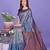 blue color woven lichi art silk blend saree with blouse
