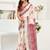 White maroon digital printed linen ready to wear designer saree with unstitched blouse