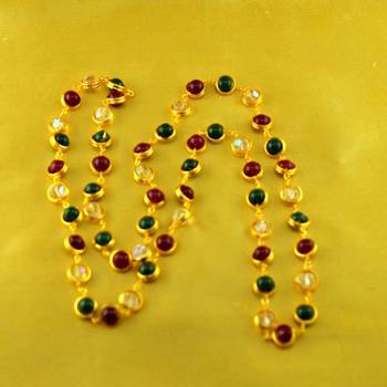 Polki Kundun Gold Platted Moti Mala Size-26"Inch  1
