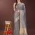 grey color orgenza zari border saree with blouse